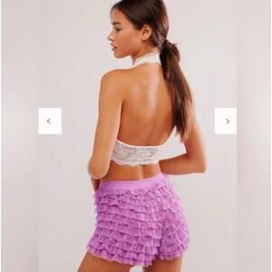 Free People Shorts Womens M Purple Feeling for Lace Shorties Tiered Intimately